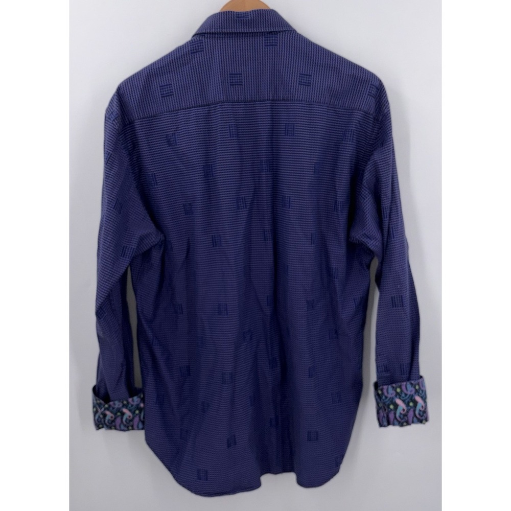 Marco Brunelli Button Up 2XL XXL Long Sleeve Paisley‎ Flip Cuff Purple Blue - Picture 5 of 6
